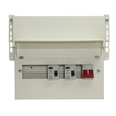 7 Way High Integrity Meter Cabinet Consumer Unit 100A Main Switch, 80A 30mA RCDs, Flexible Configuration