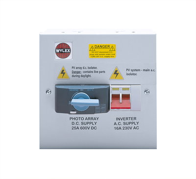 25A DC Rotary Isolator and 40A AC DP Isolator in Single Enclosure