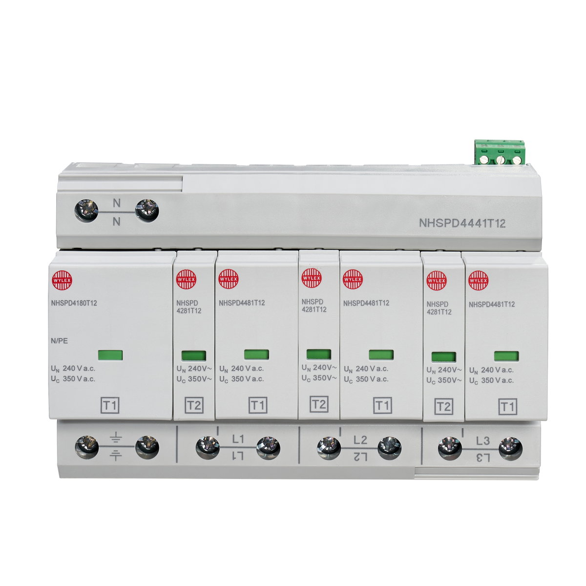 Type 1+2 SPD for 3P 5-wire Systems (8 Modular Width)