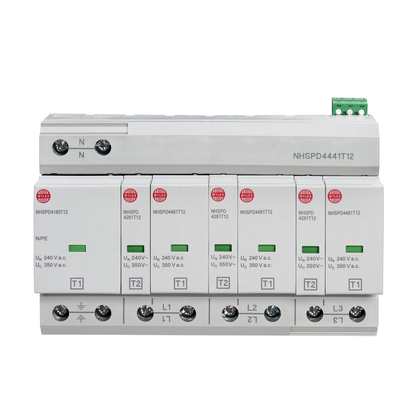 Type 1+2 SPD for 3P 5-wire Systems (8 Modular Width)
