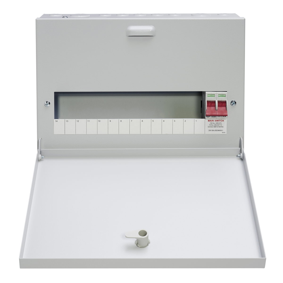 14-Way 100A Surface 1P+N Distribution Board c/w Switch Disconnector