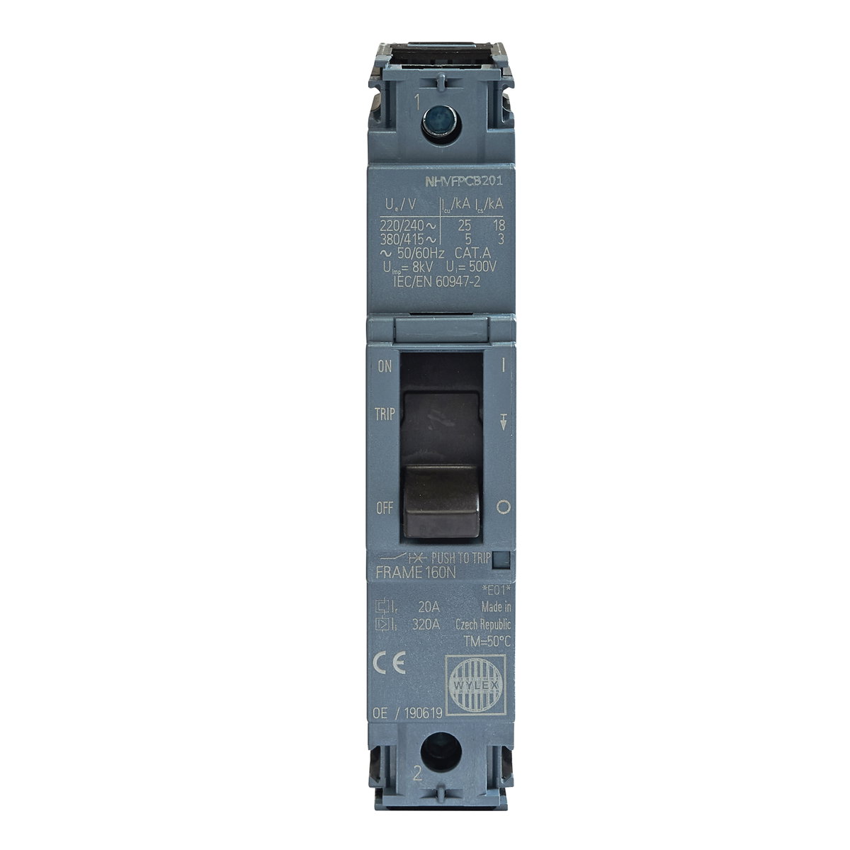 20A 25kA 1P NHV MCCB FTFM c/w Box Terminals