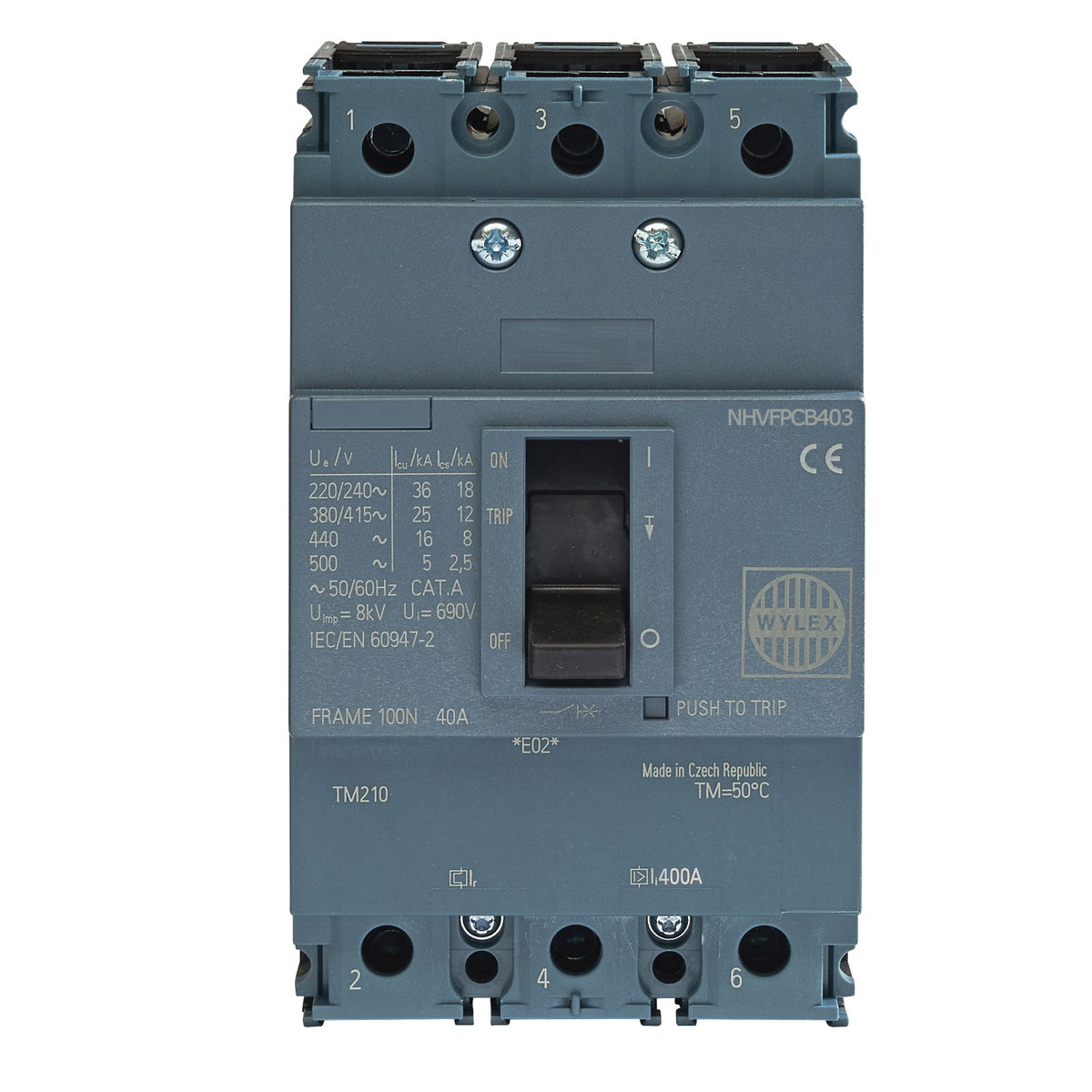 40A 25kA 3P NHV MCCB FTFM c/w Box Terminals