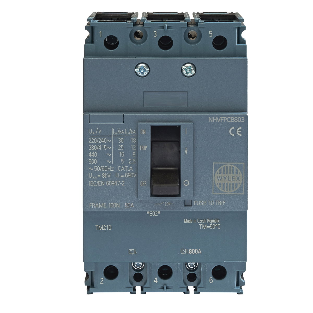 80A 25kA 3P NHV MCCB FTFM c/w Box Terminals