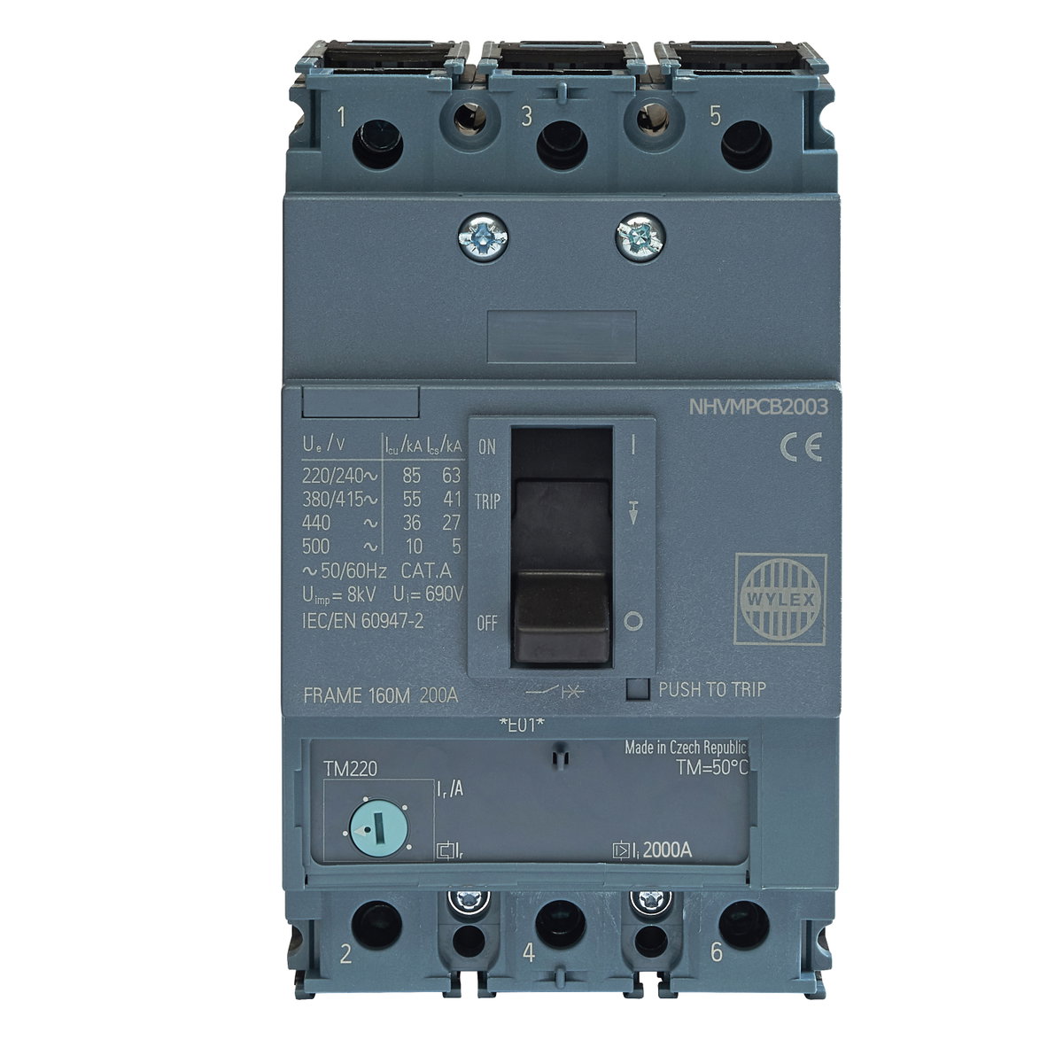 200A 55kA 3P NHV MCCB ATFM c/w Box Terminals