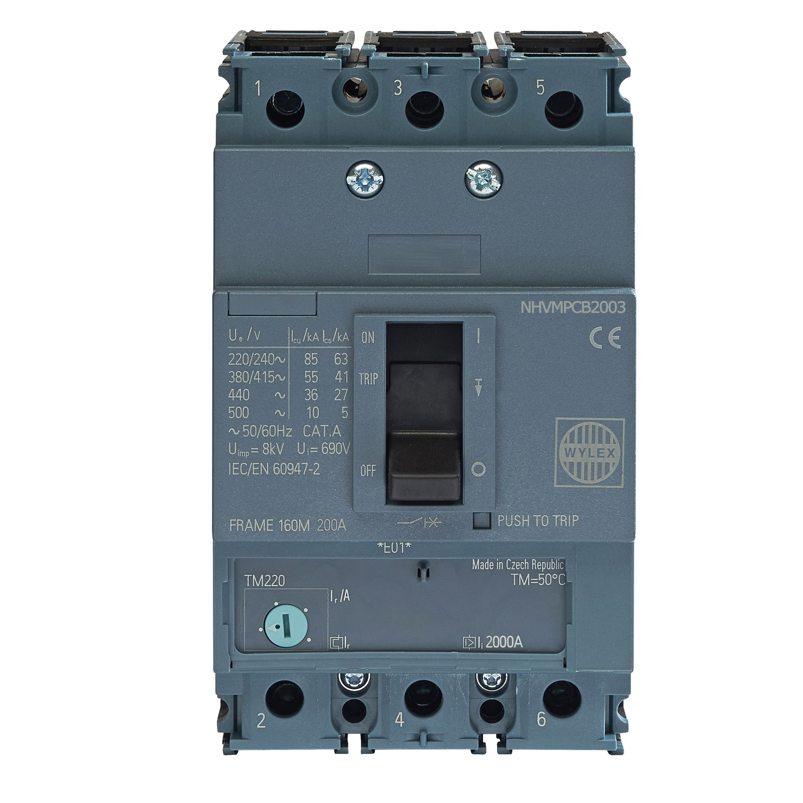 200A 55kA 3P NHV MCCB ATFM c/w Box Terminals