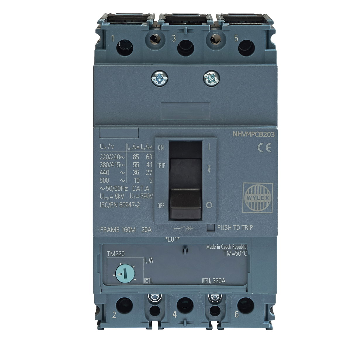 20A 55kA 3P NHV MCCB ATFM c/w Box Terminals