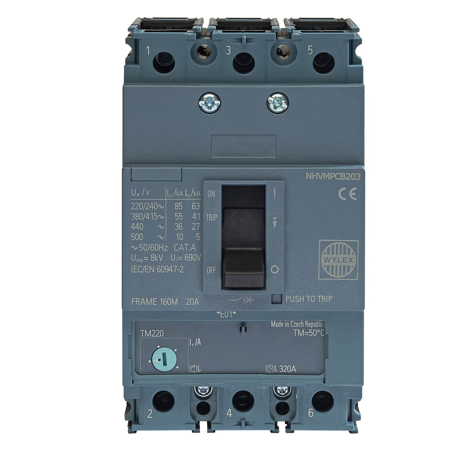 20A 55kA 3P NHV MCCB ATFM c/w Box Terminals