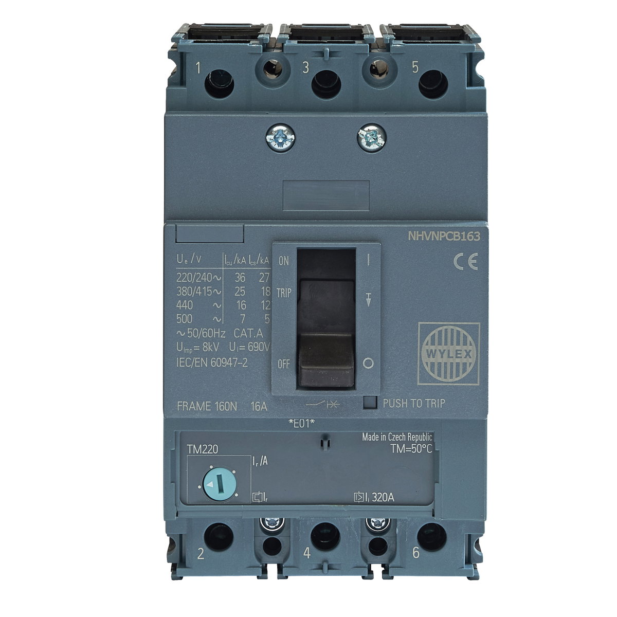 16A 25kA 3P NHV MCCB ATFM c/w Box Terminals