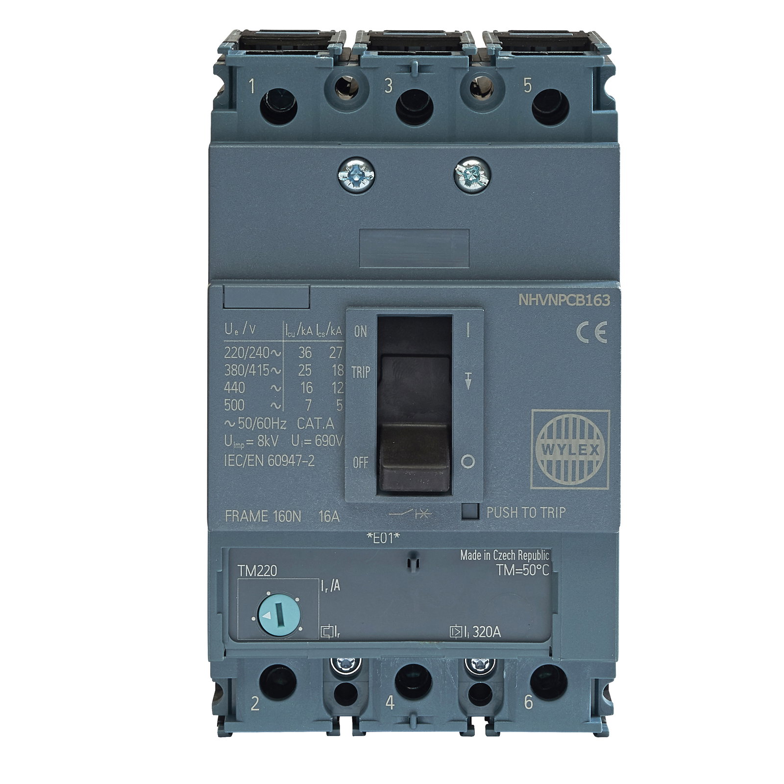 16A 25kA 3P NHV MCCB ATFM c/w Box Terminals