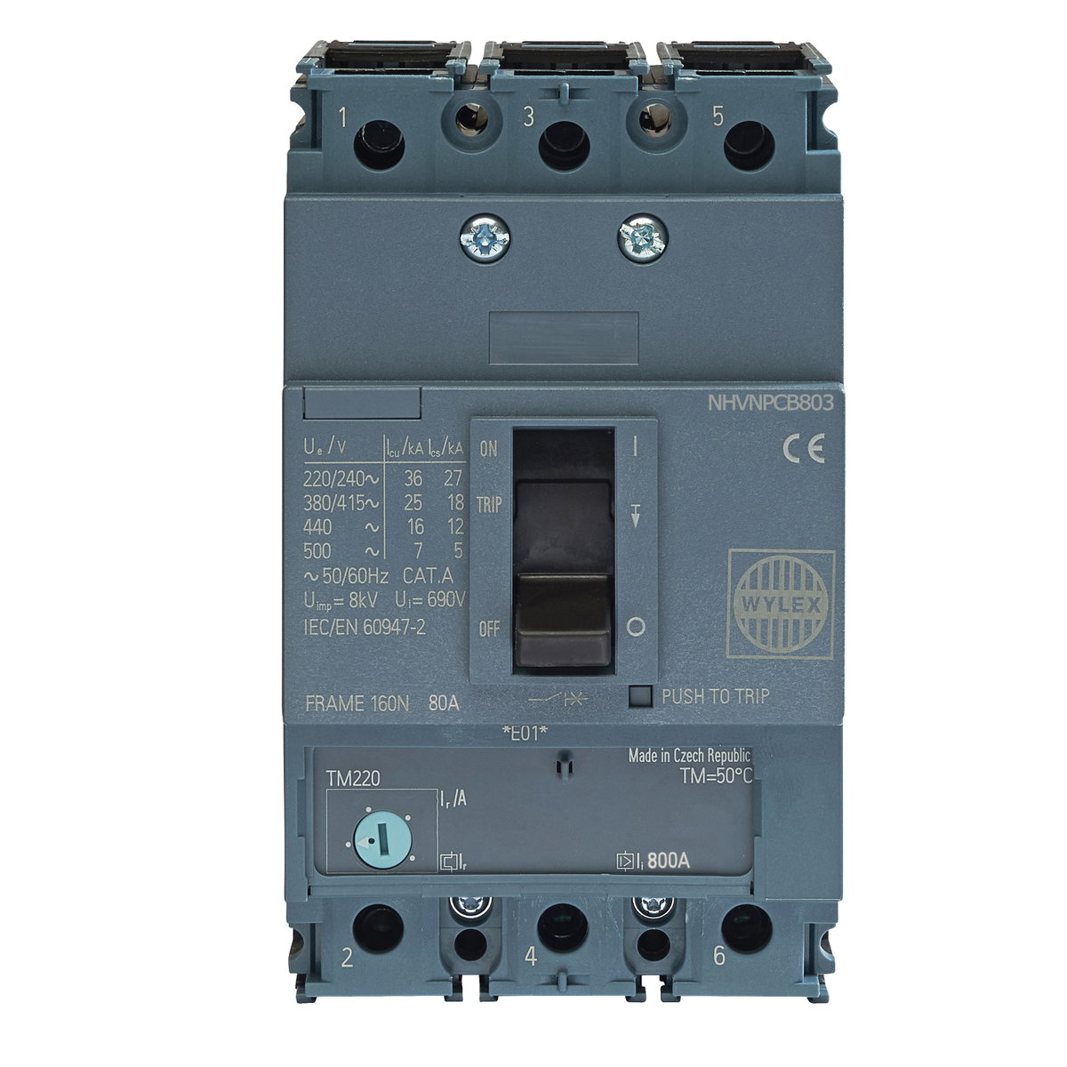 80A 25kA 3P NHV MCCB ATFM c/w Box Terminals