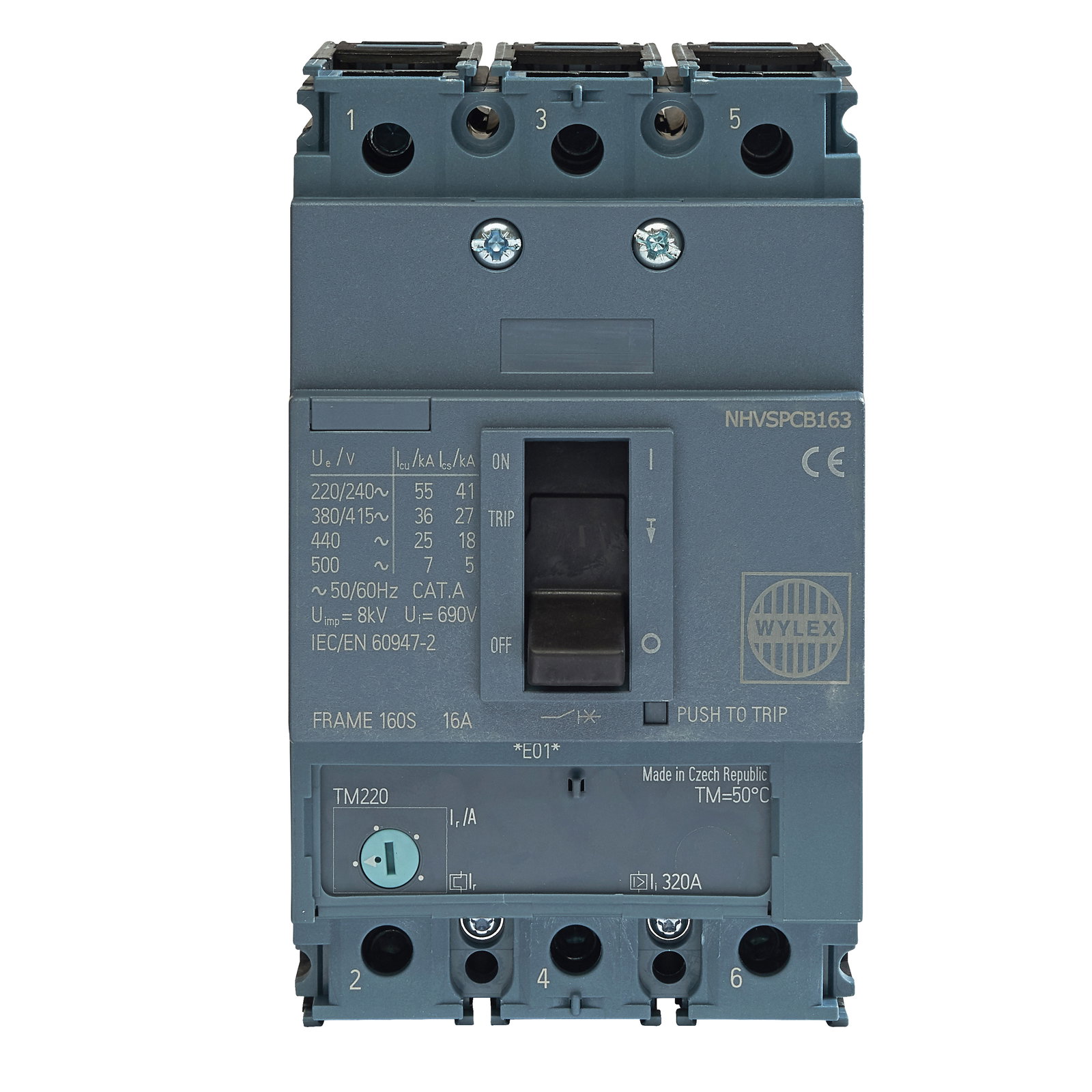16A 36kA 3P NHV MCCB ATFM c/w Box Terminals