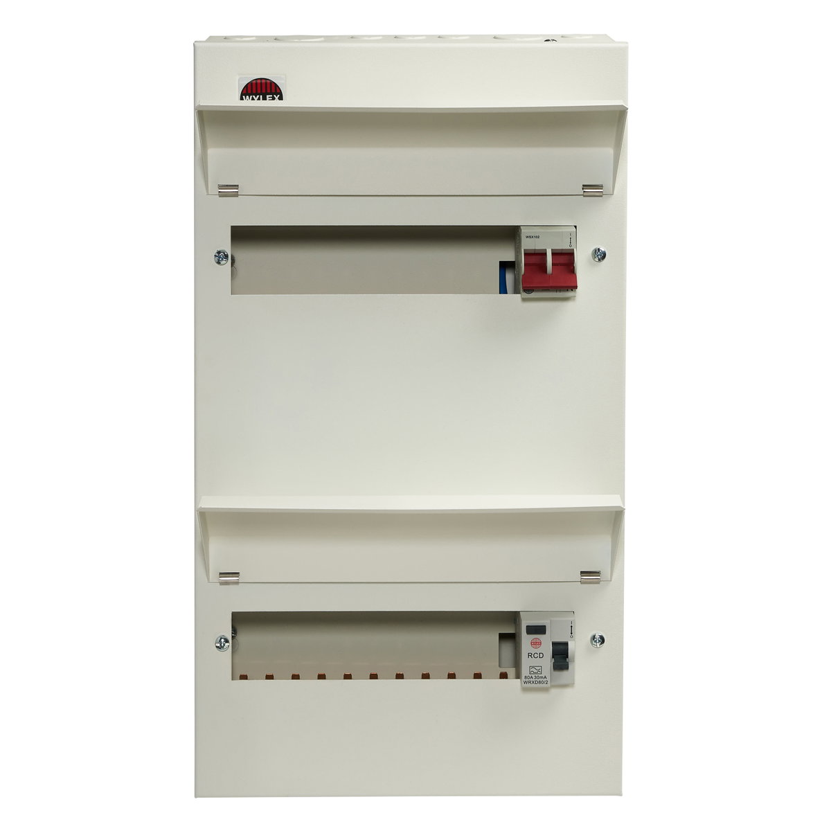 22 Way Duplex Dual Tariff Consumer Unit 100A Main Switch +11, 80A 30mA RCD +11