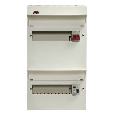 22 Way Duplex Dual Tariff Consumer Unit 100A Main Switch +11, 80A 30mA RCD +11
