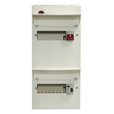 16 Way Duplex Dual Tariff Consumer Unit 100A Main Switch +8, 80A 30mA RCD +8