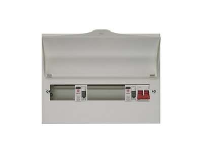 10 Way Dual RCD Consumer Unit 100A Main Switch, 80A 30mA RCD x2 (4+6)