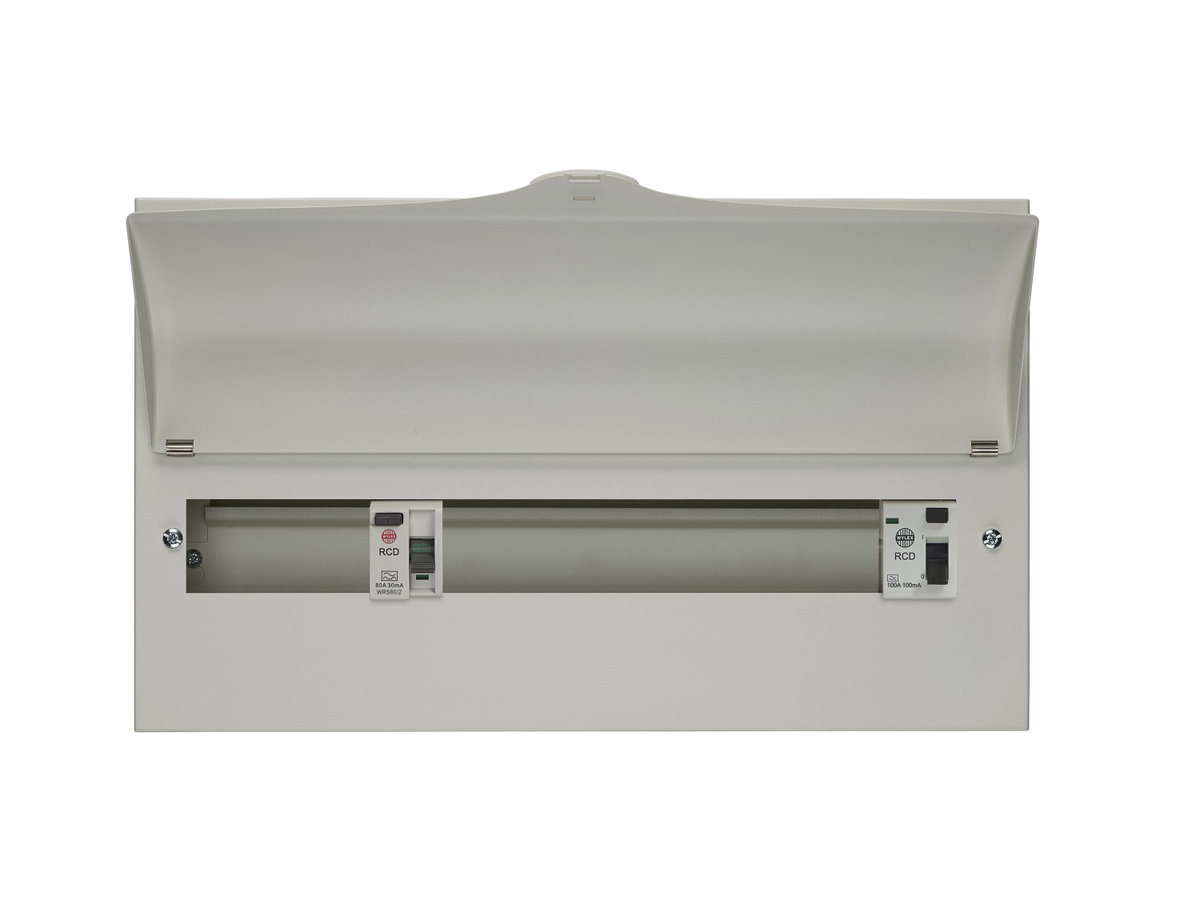 17 Way Split Load Consumer Unit 100A 100mA Time Delay RCD, 80A 30mA RCD, Flexible Configuration
