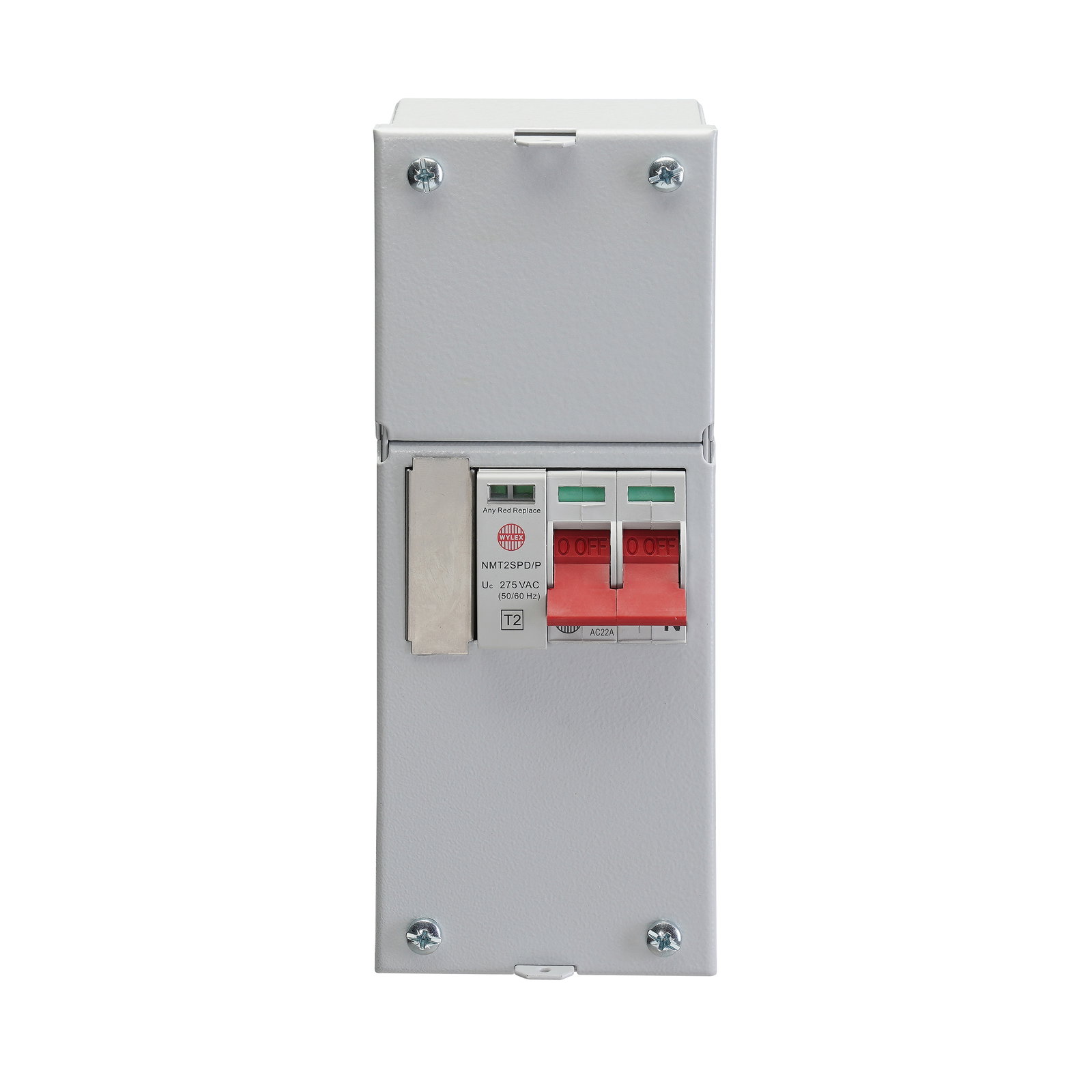 Enclosed, Metal, 100A DP Supply Isolator with Type 2 SPD
