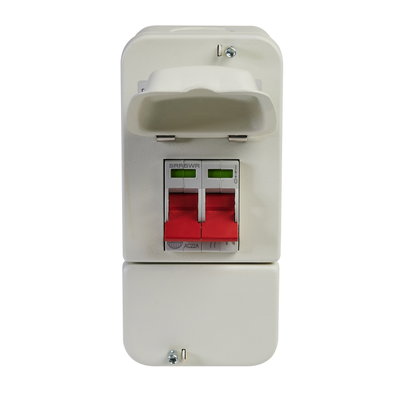 Enclosed, Metal, 100A DP Twin Terminal Supply Isolator with Allen Key Screw Heads