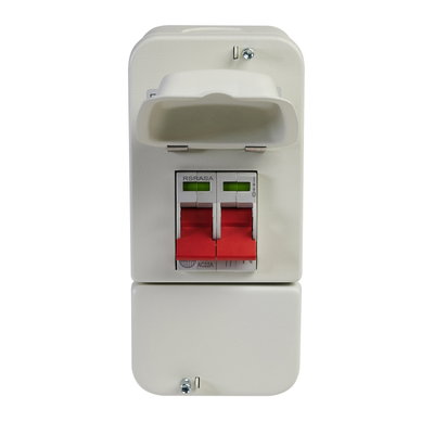 Enclosed, Metal, 100A DP Twin Terminal Supply Isolator with Cross / Slotted Screw Heads