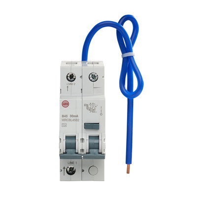 45A 30mA SPswN B Curve 6kA Type A 2 Module Uni-Directional RCBO