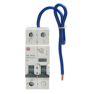 45A 30mA SPswN C Curve 6kA Type A 2 Module Uni-Directional RCBO