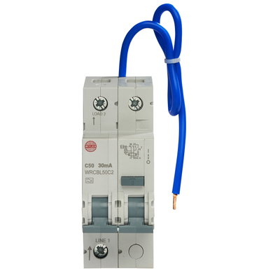 50A 30mA SPswN C Curve 6kA Type A 2 Module Uni-Directional RCBO