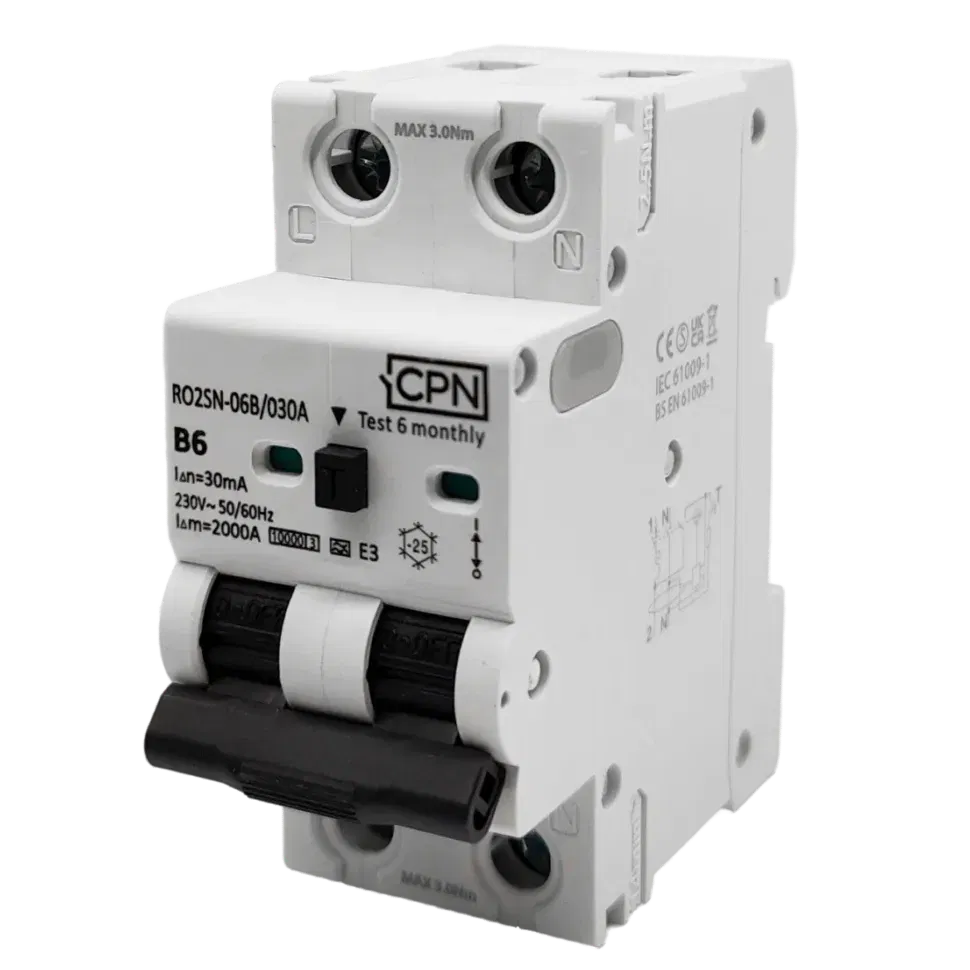 2 Pole, 6A B Curve, Type A, 30mA Electronic RCBO