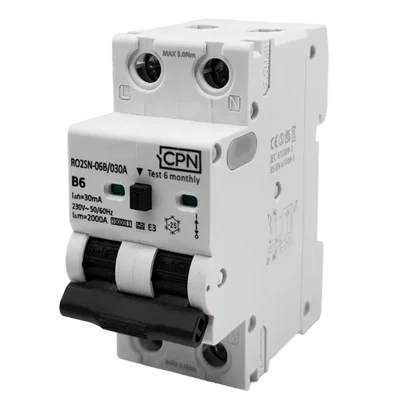 2 Pole, 6A B Curve, Type A, 30mA Electronic RCBO
