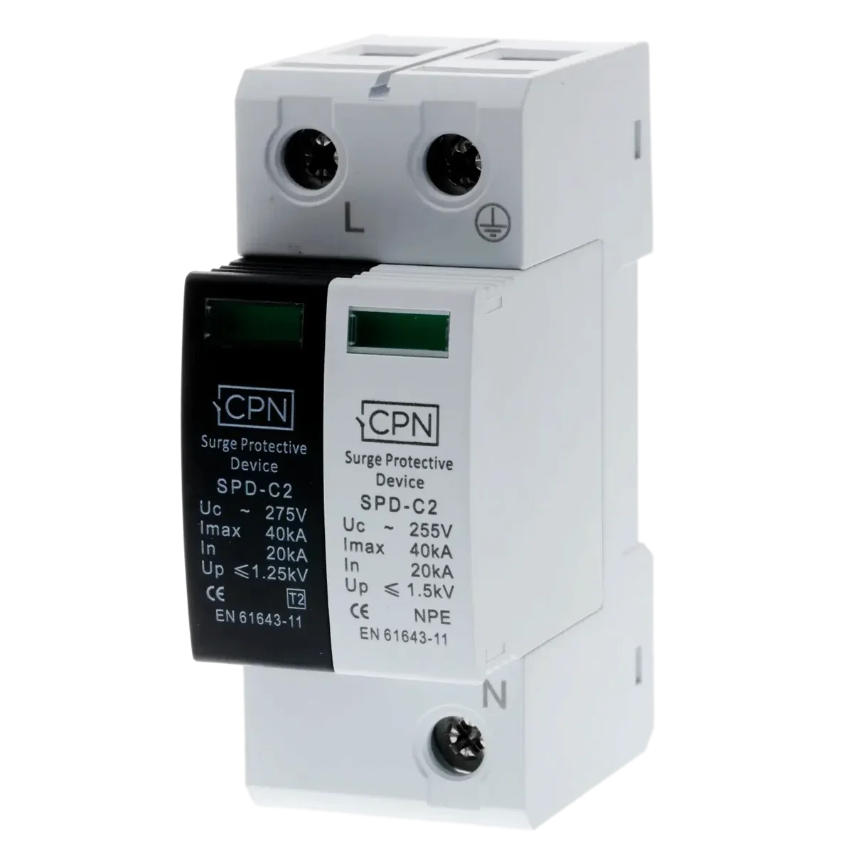 2 Module, 1 Pole & N Surge Module, Type 2 for single phase, TT earthing.