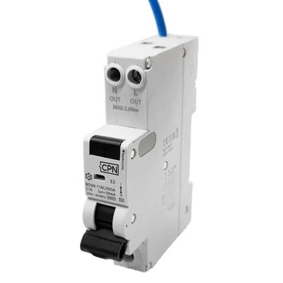2 Pole, 1 module, 16A, C Curve, 30mA, Type A, Switched Neutral RCBO