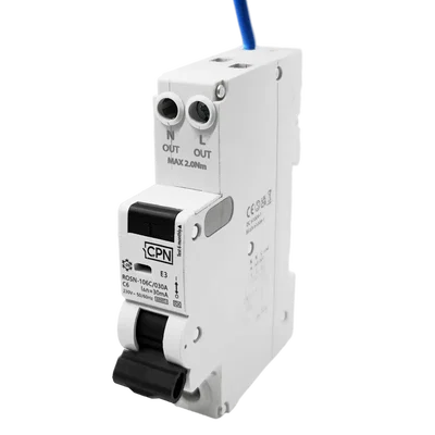 2 Pole, 1 module, 6A, B Curve, 30mA, Type A, Switched Neutral RCBO