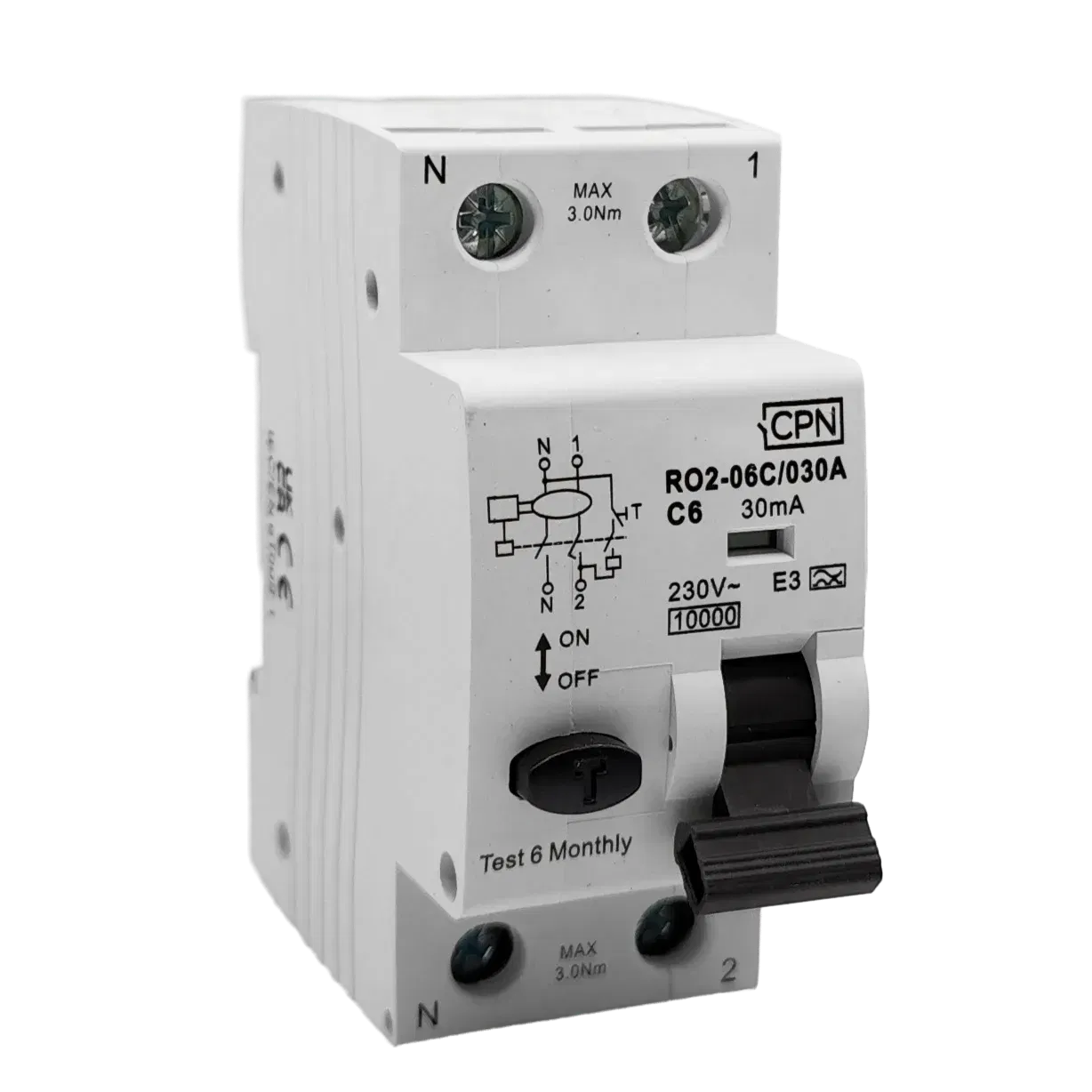 2 Pole, 6A C Curve, Type A, 30mA RCBO