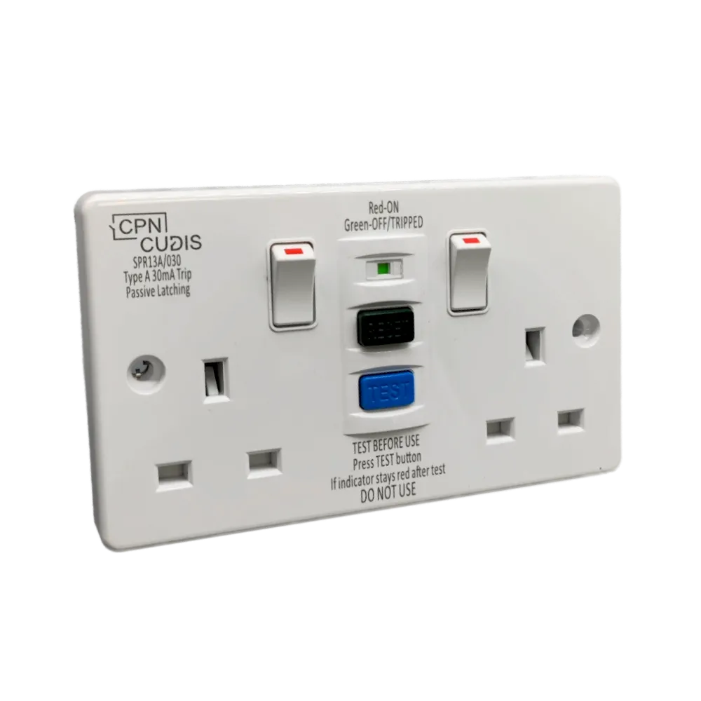 Twin 13A 30mA Plastic RCD Switch Socket