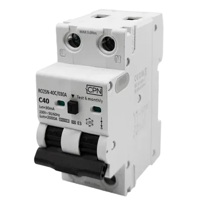 2 Pole, 40A C Curve, Type A, 30mA Electronic RCBO