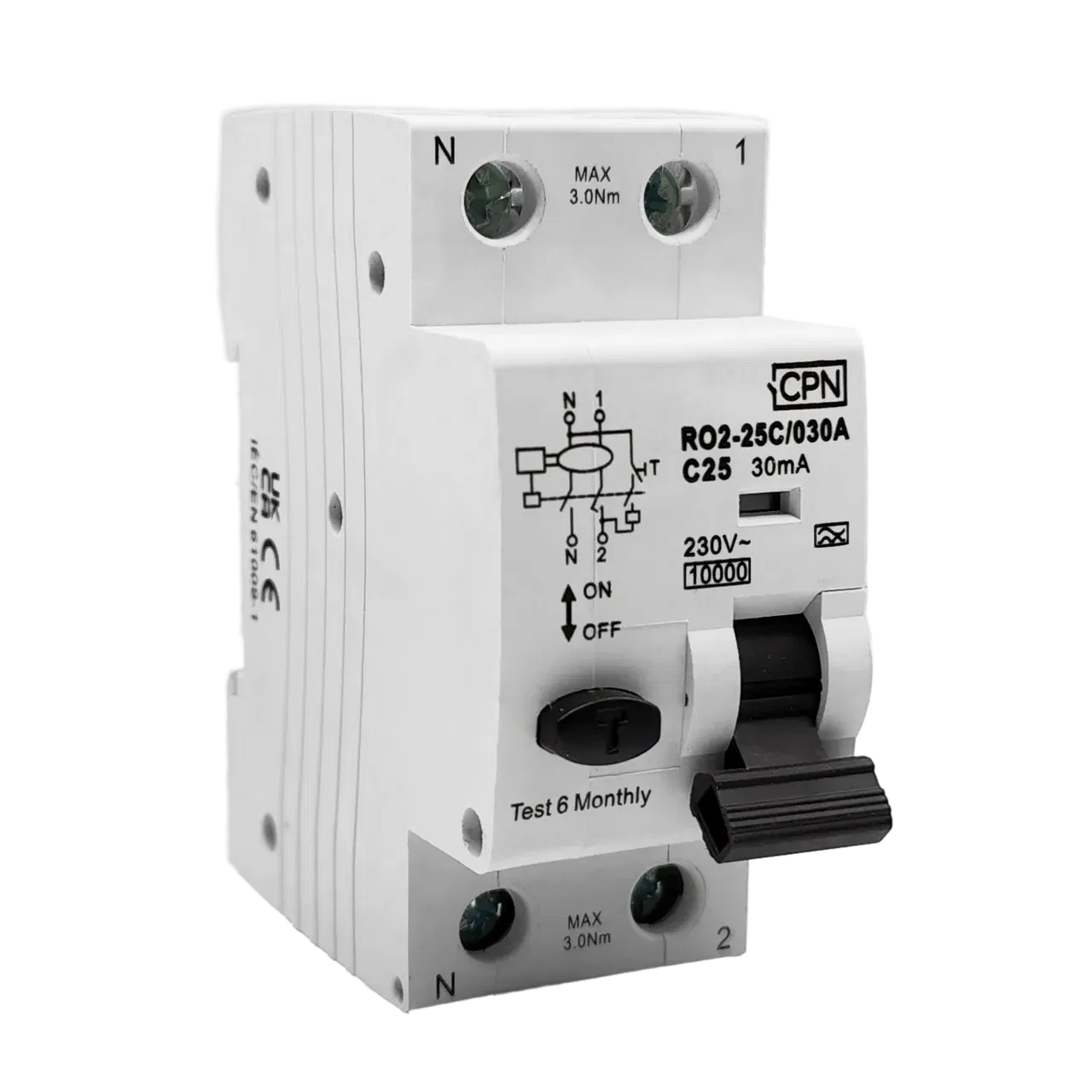 2 Pole, 25A C Curve, Type A, 30mA RCBO