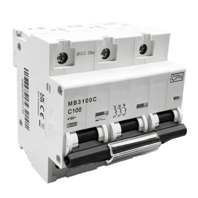 100A, Triple pole, Industrial Type MCB, 10kA, C curve (4 modules wide)