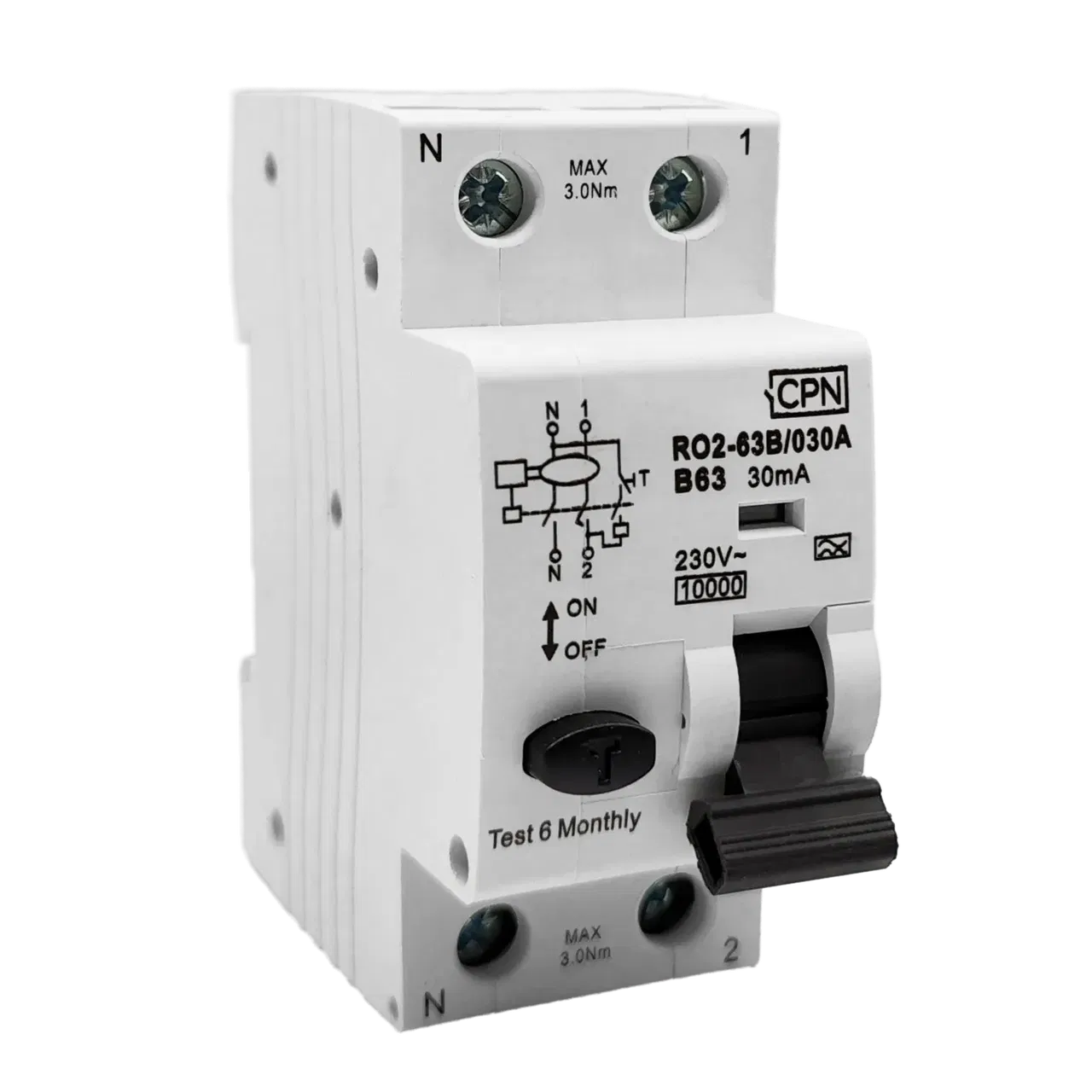 2 Pole, 63A B Curve, Type A, 30mA RCBO
