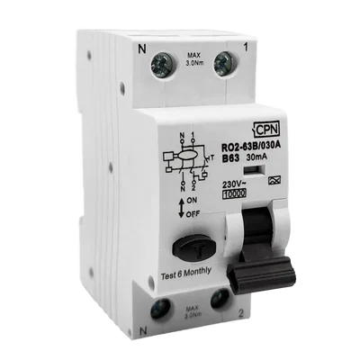 2 Pole, 63A B Curve, Type A, 30mA RCBO
