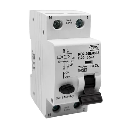 2 Pole, 20A B Curve, Type A, 30mA RCBO