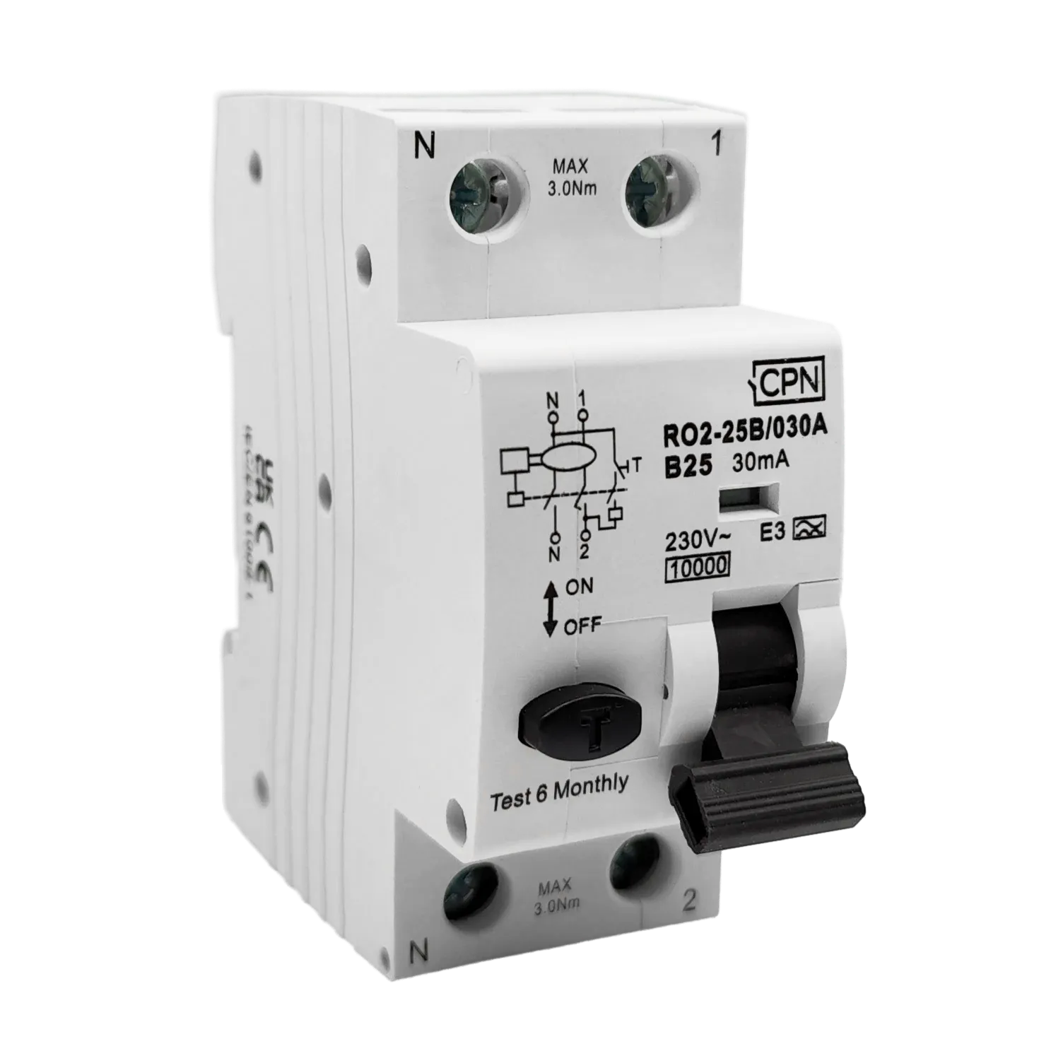 2 Pole, 25A B Curve, Type A, 30mA RCBO