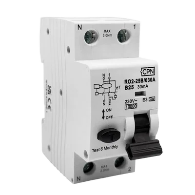 2 Pole, 25A B Curve, Type A, 30mA RCBO