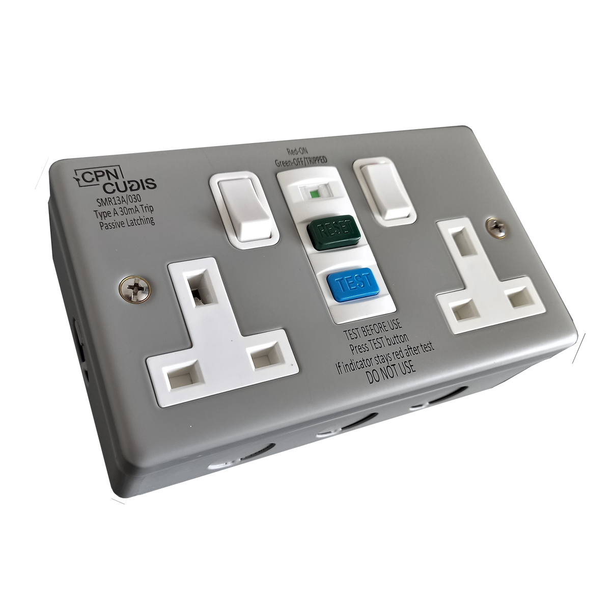 Twin 13A 30mA Metal RCD Switch Socket