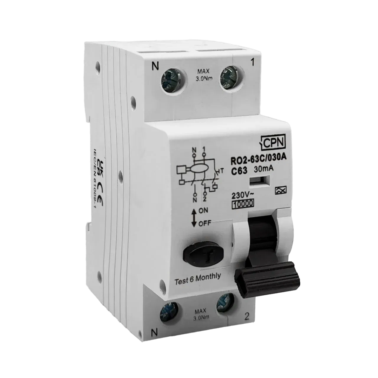 2 Pole, 63A C Curve, Type A, 30mA RCBO