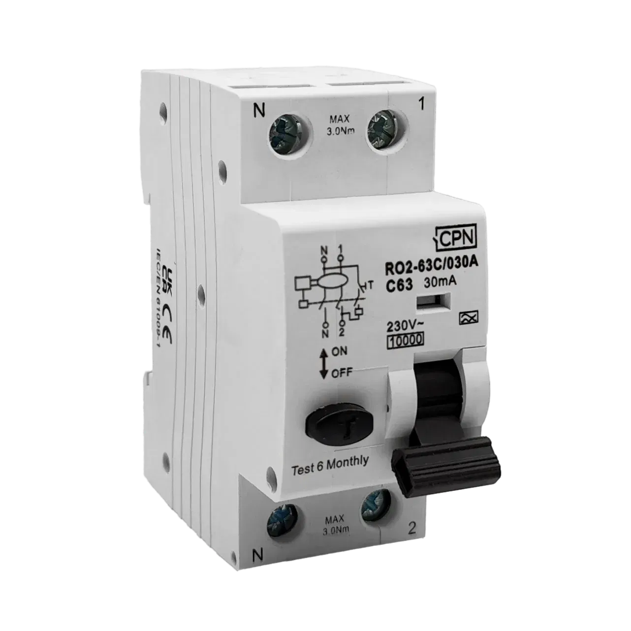2 Pole, 63A C Curve, Type A, 30mA RCBO