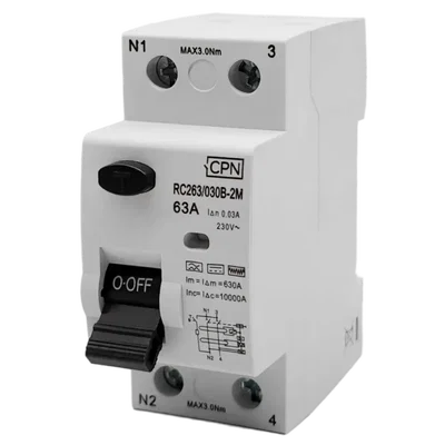 2 Pole, 63A, 30mA, Type B