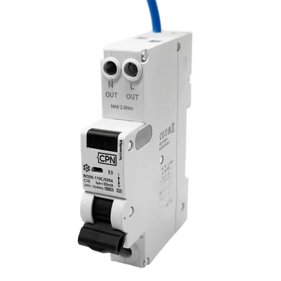 2 Pole, 1 module, 10A, C Curve, 30mA, Type A, Switched Neutral RCBO
