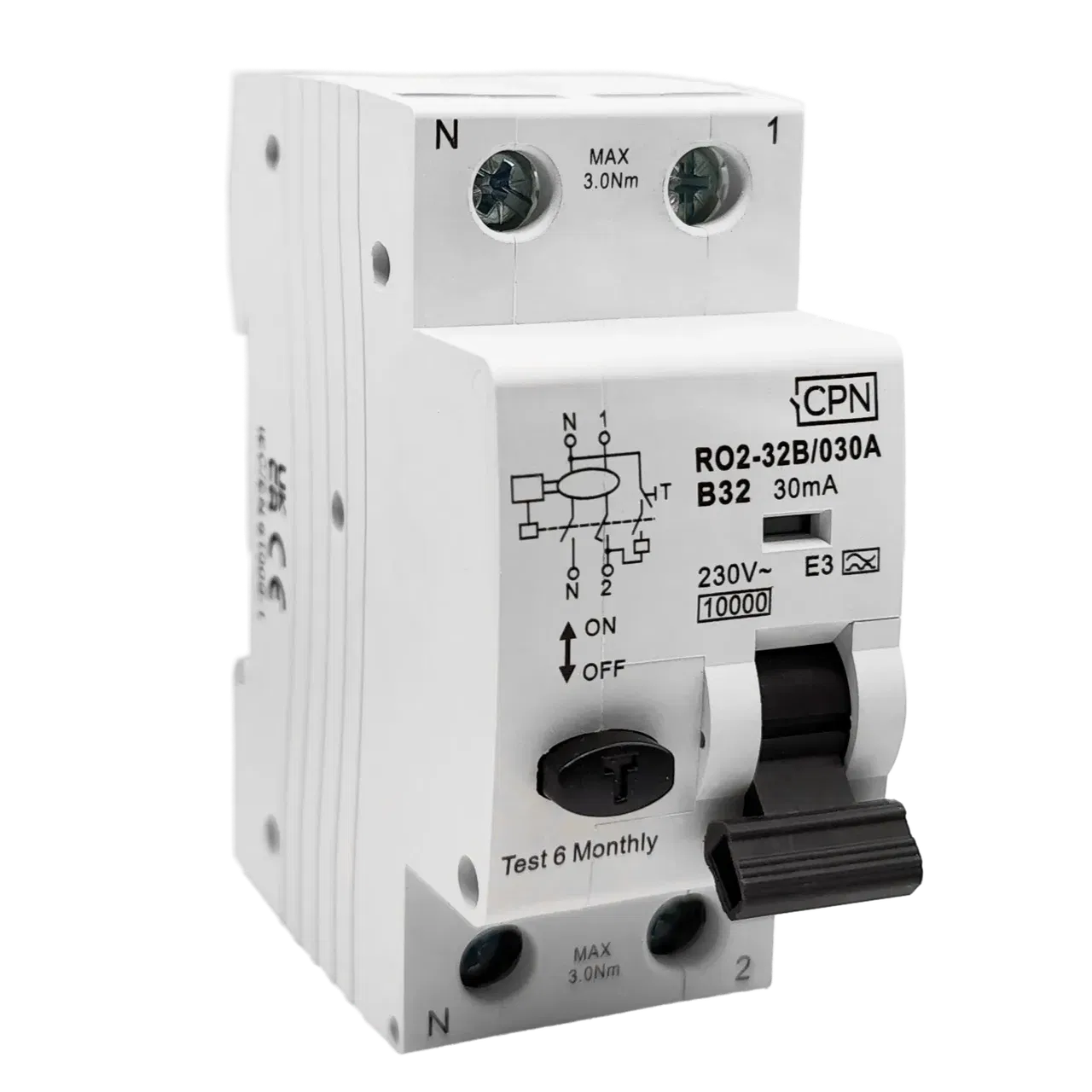 2 Pole, 32A B Curve, Type A, 30mA RCBO