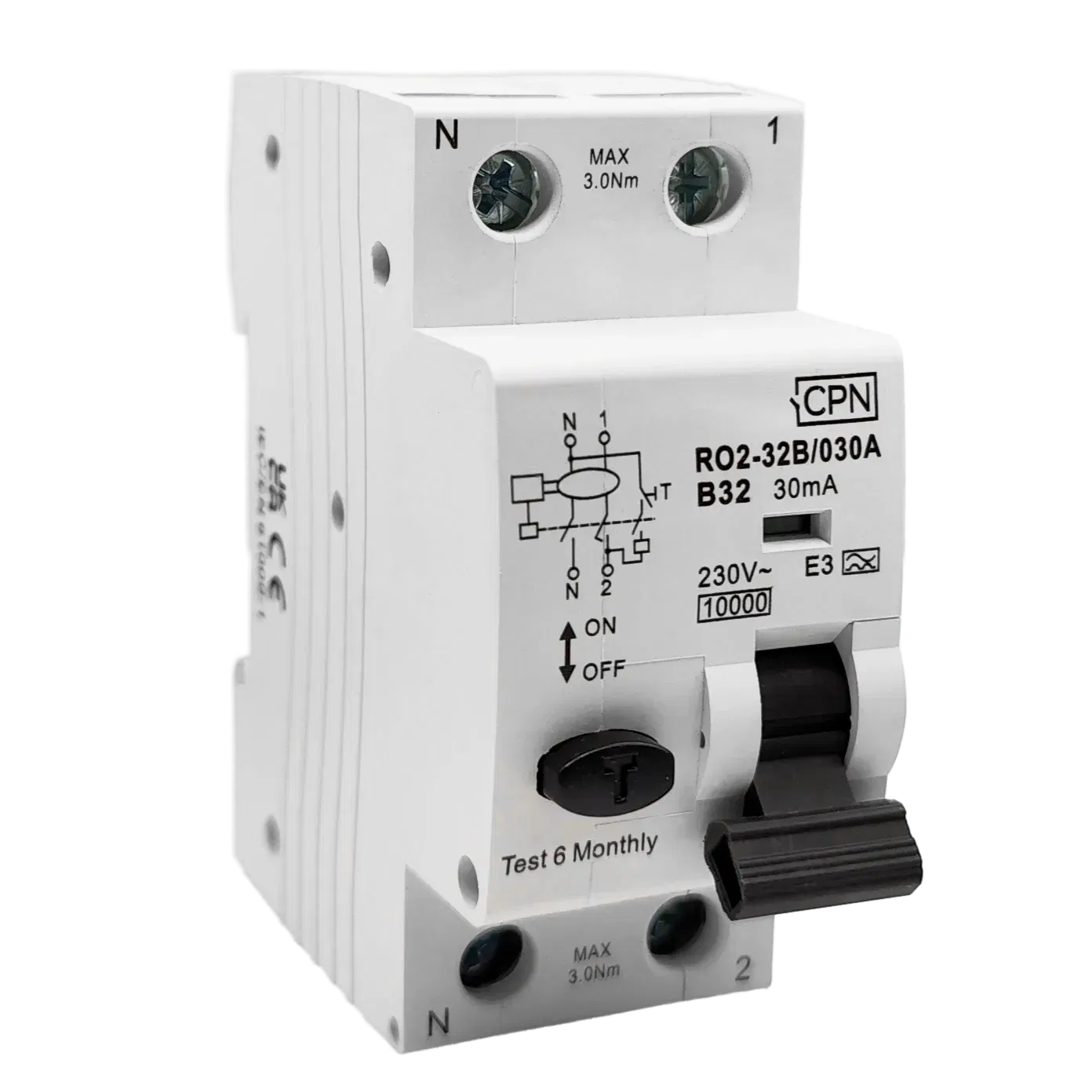 2 Pole, 32A B Curve, Type A, 30mA RCBO