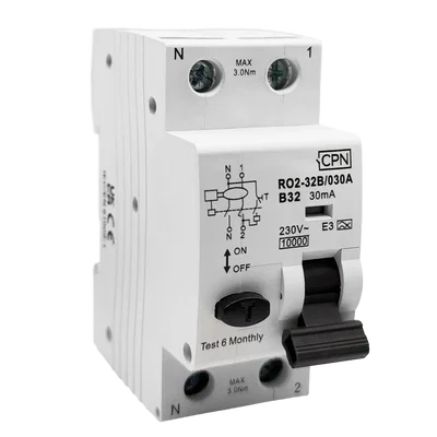 2 Pole, 32A B Curve, Type A, 30mA RCBO